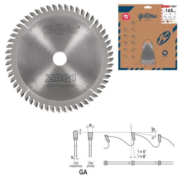 Piła do płyty i MDF 165mm ZAG1 Globus