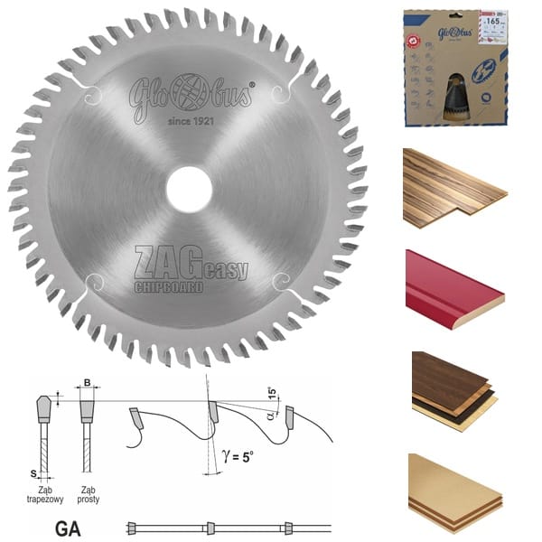 tarcza hm do laminatów i MDF 165mm 60z Zageasy Globus